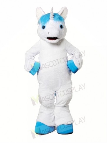 Unicorn With Blue Mane Mascot Costume 