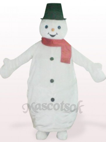 White Steel Ring Snowman Plush Mascot Costume