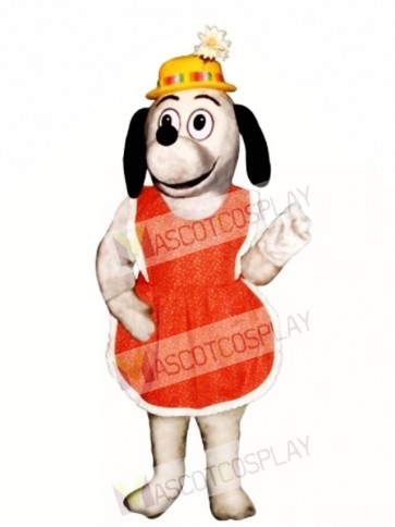 Cute Gertie Greyhound Dog with Apron & Hat Mascot Costume
