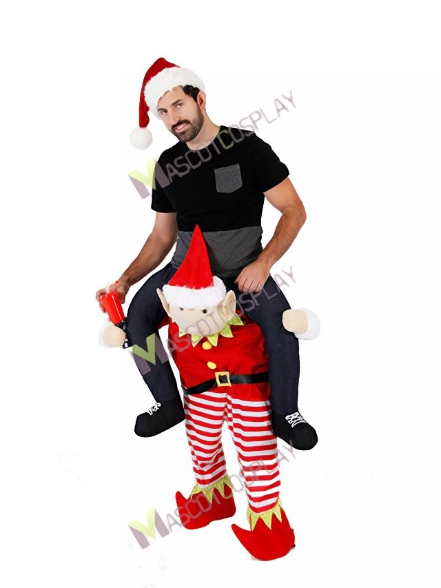 Download Piggyback Elf Carry Me Ride on Red Elf Mascot Costume