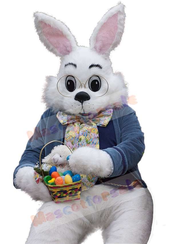 Easter Wendell Rabbit Mascot Costume Animal in Blue Suit