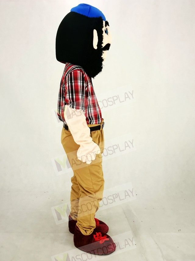 Lumberjack with Blue Hat Mascot Costume
