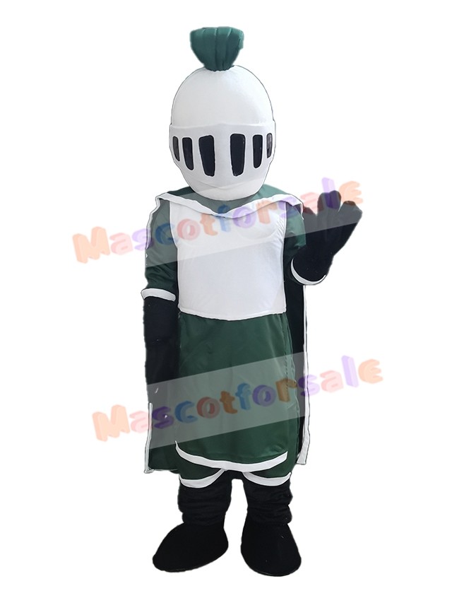 Green And White Knight Mascot Costume People 6693