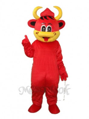 Yellow Mouth Red Cow Mascot Adult Costume 