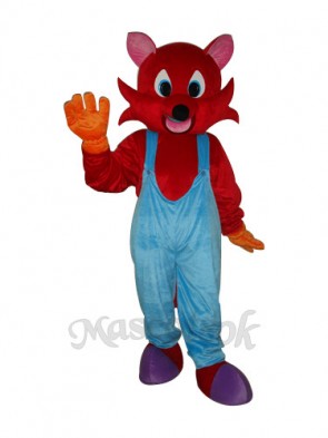 Red Fox in Blue Bib Overalls Mascot Adult Costume 
