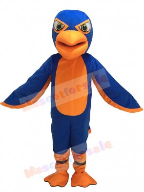 Friendly Royal Blue and Orange Falcon Mascot Costume