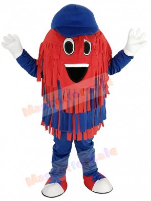 Blue and Red Car Wash Cleaning Brush Mascot Costume