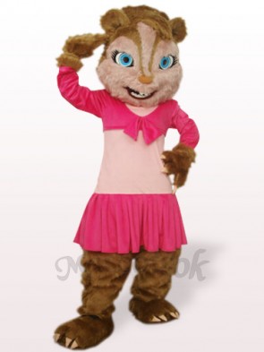 Pink Long Hair Squirrel Plush Adult Mascot Costume