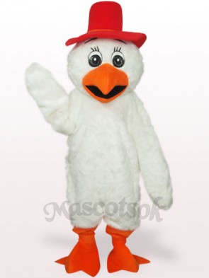 White Long Hair Cowboy Chicken Plush Adult Mascot Costume