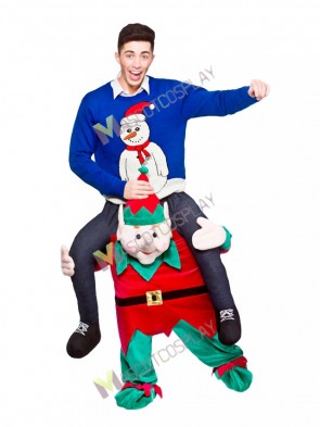 Carry Me Piggy Back Ride On Novelty Elf Mascot Costume