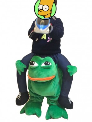 For Children/ Kids Piggyback Carry Me Ride on Crazy Green Sad Frog Mascot Costume Christmas Xmas St Patricks Day