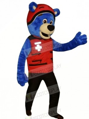 Blue Bear with Red Hat Mascot Costumes Animal