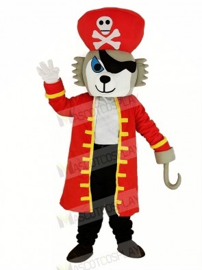 Pirate Wolf with Red Coat Mascot Costume Animal