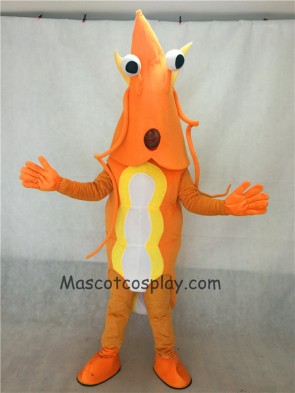 Orange Shrimp Mascot Character Costume Fancy Dress Outfit