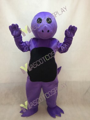 Purple Dinosaur Mascot Costume with Green Belly
