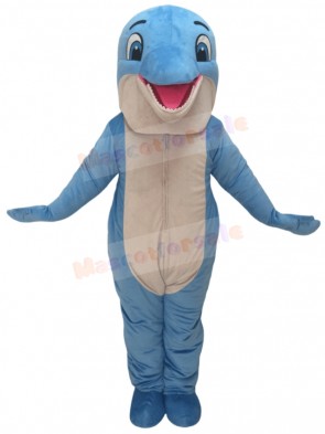 High Quality Cute New Blue Happy Dolphin Mascot Costume