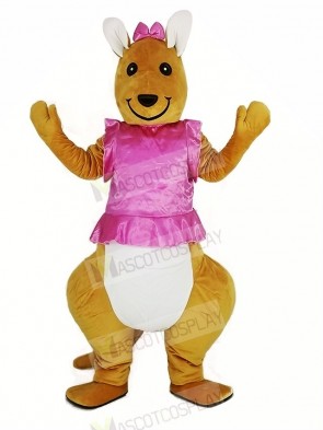 Pink Dress Kangaroo Mascot Costume Animal