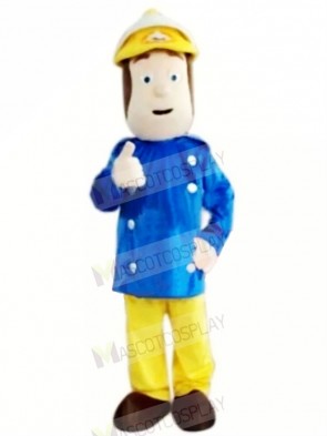 Brave Fireman Sam Mascot Costume Cartoon