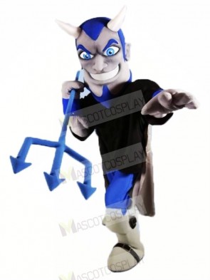 Smiling Devil with Blue Eyes Mascot Costume Cartoon 