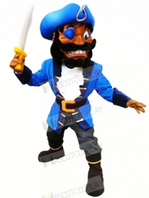 High Quality Pirate with Blue Coat Mascot Costume People