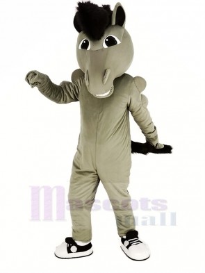 Grey Power Mustang Horse Mascot Costume