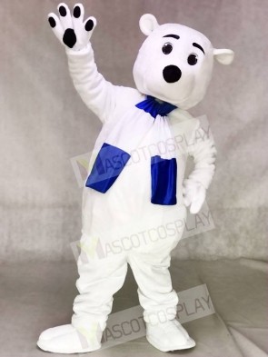 Blue and White Scarf Polar Bear Mascot Costumes Animal