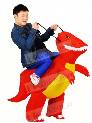 Red Dinosaur Carry me Ride On T-rex Inflatable Halloween Christmas Costumes for Adults