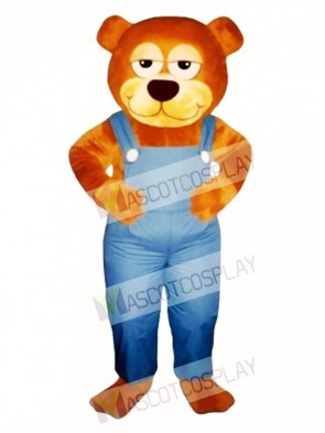 Cute Gardener Bear with Overalls Mascot Costume