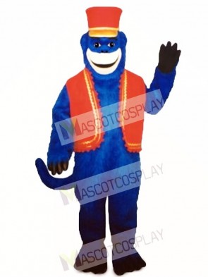 Blue Monkey with Vest & Hat Mascot Costume