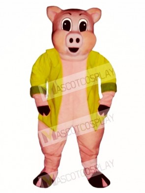 Big Pig with Jacket Mascot Costume