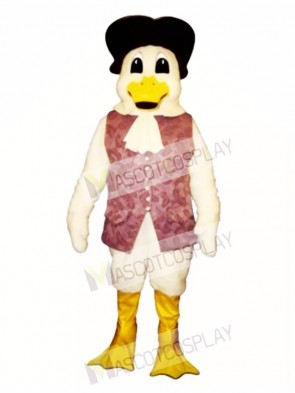 Cute Colonial Duck with Vest & Hat Mascot Costume