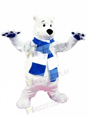 Blue and White Scarf Polar Bear Mascot Costumes