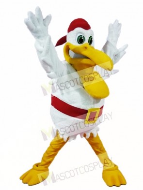 White Pelican Bird with Red Hood Mascot Costumes Animal