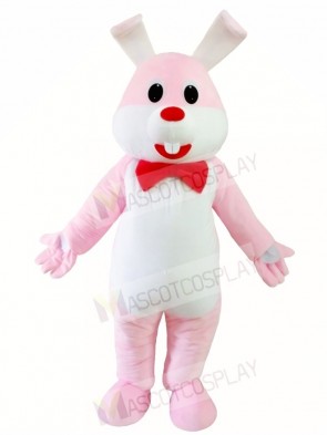 Pink Rabbit Easter Bunny with Red Bowknot Mascot Costumes Animal