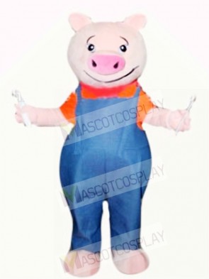 Funny Pig with Blue Overalls 