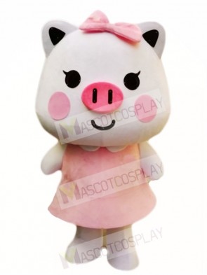 Pink Pig with Bow Mascot Costumes Cartoon