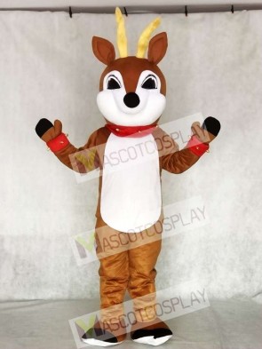 Cute Reindeer with Red Nose Collar & Cuffs Mascot Costume