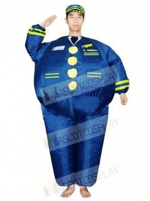 Blue Navy Captain Pilot Inflatable Halloween Xmas Costumes for Adults