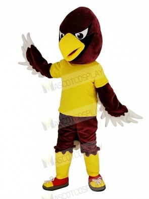 Red Cardinal Bird in Yellow Shirt Mascot Costume