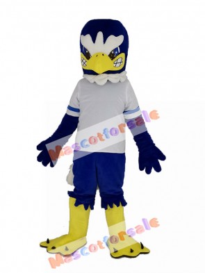 Fierce Blue Eagle in White T-shirt Mascot Costume