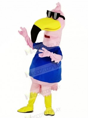 Pink Flamingo Bird with Sunglasses Mascot Costume Animal