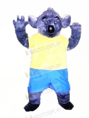 Furry Koala with Yellow T-shirt Mascot Costumes Adult