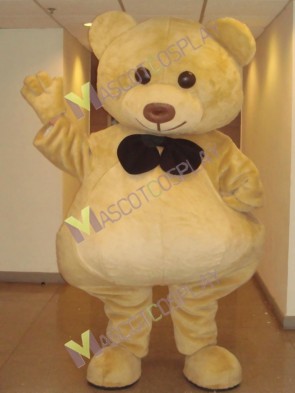 Ted Bear with Blak Bow Mascot Costume 