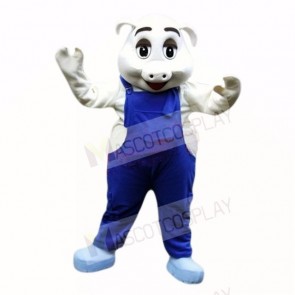 Sport Pig with Blue Overalls Mascot Costumes School