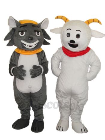 Pleasant Goat & Grey Bad Wolf Mascot Adult Costume 