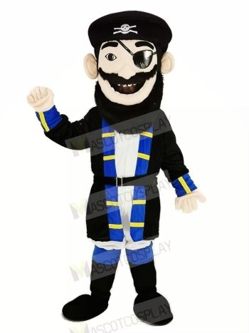Beard Pirate in Blue Coat Mascot Costume People