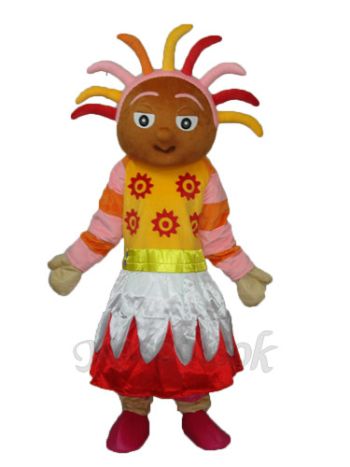 Pink Girl (brown face) Mascot Adult Costume 