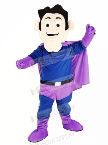 Super Hero with Purple Cloak Mascot Costume People