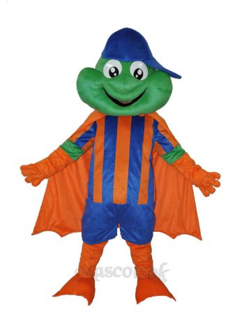 Happy Frog with Blue Hat Adult Mascot Costume 