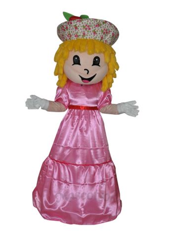 Farm strawberry girl adult mascot costume 